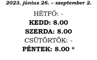 Nyári miserend