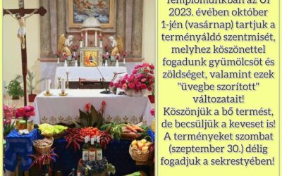 Terményáldást tartunk templomunkban
