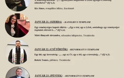 Közös alkalmaink a Tisza jobb partján- 2026. január 19 – 24.
